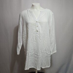 J Jill Peasant Top Blouse Womens Size Large White Cotton Boho Cottagecore Fairy